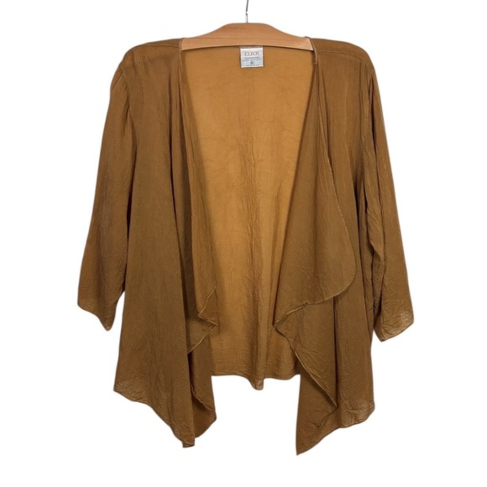 Vtg Click Color Me Cotton‎ Womens Open Front Cardigan Kimono Gold XL Cupro Fairy